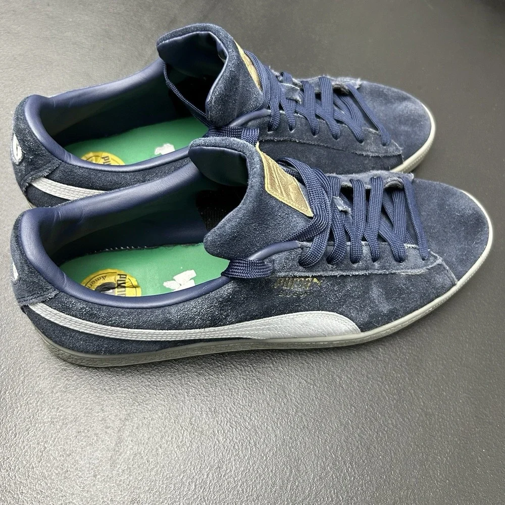 PUMA Suede Men's Size 14 Classic Pastime Navy Blue & White Suede Low Top Lace Up